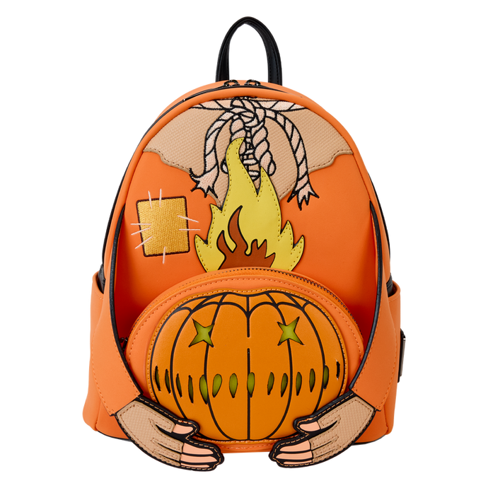 Loungefly Trick 'R Treat Flaming Pumpkin Head Sam Light Up Glow Mini Backpack