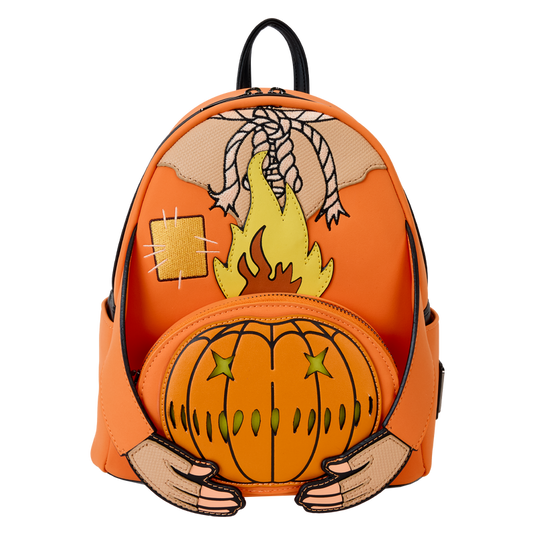 Loungefly Trick 'R Treat Flaming Pumpkin Head Sam Light Up Glow Mini Backpack