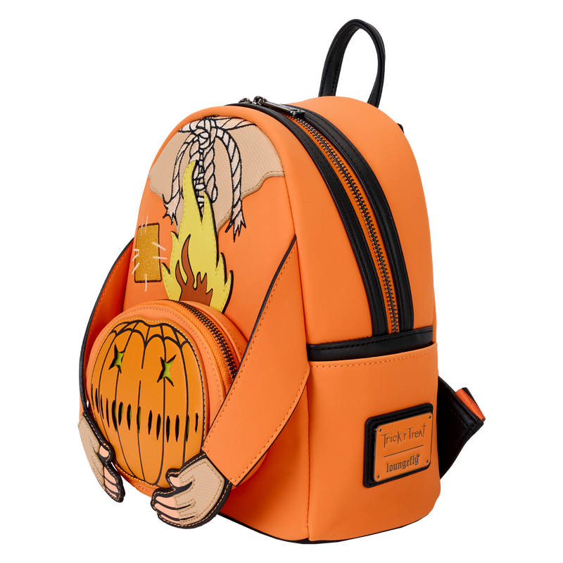 Load image into Gallery viewer, Loungefly Trick &#39;R Treat Flaming Pumpkin Head Sam Light Up Glow Mini Backpack
