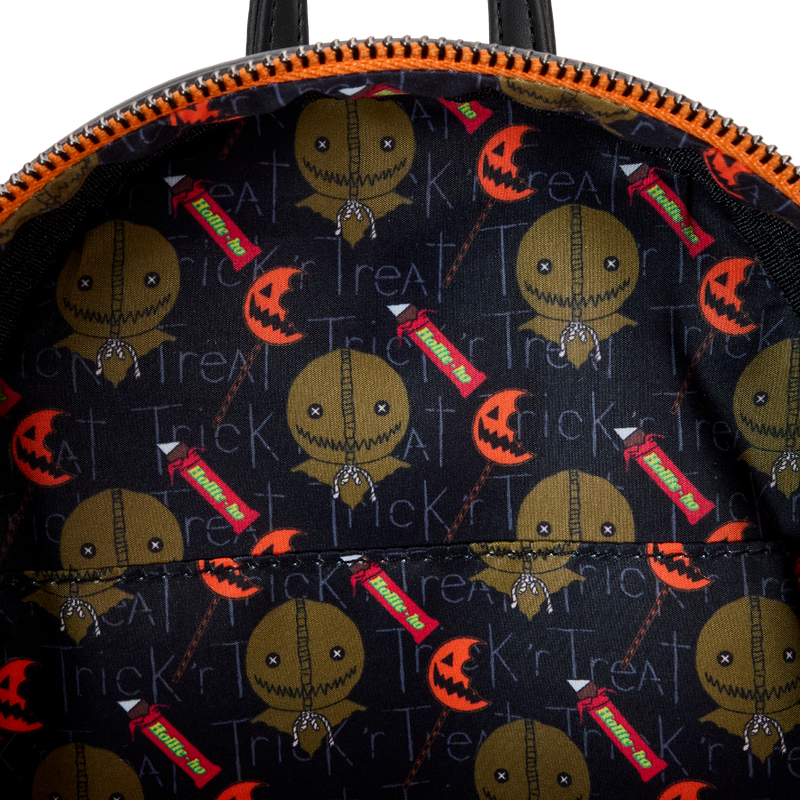 Load image into Gallery viewer, Loungefly Trick &#39;R Treat Flaming Pumpkin Head Sam Light Up Glow Mini Backpack
