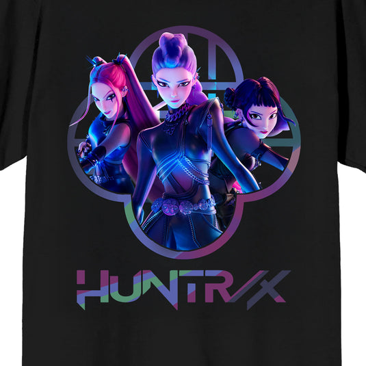 K-Pop Demon Hunters - Huntrix Capture Color Adult Black Crew Neck Short Sleeve T-Shirt