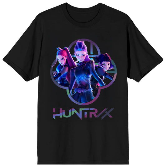 K-Pop Demon Hunters - Huntrix Capture Color Adult Black Crew Neck Short Sleeve T-Shirt