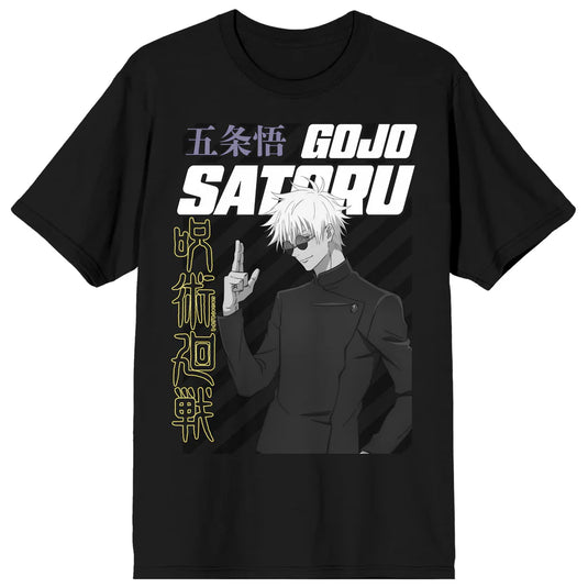Jujutsu Kaisen - Gojo Satoru Action Pose & Kanji Black Men T-Shirt