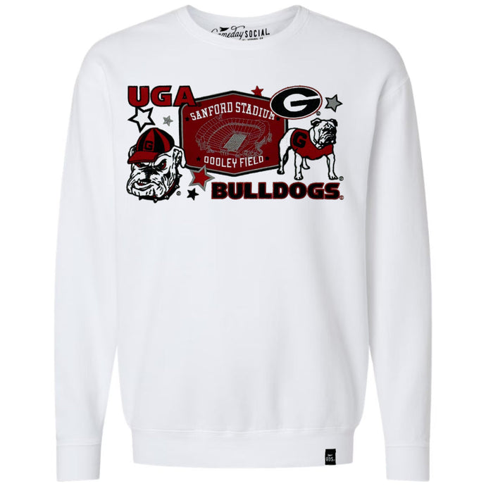 Georgia Bulldogs - NCAA Layer Patch LAN Crewneck Long Sleeve