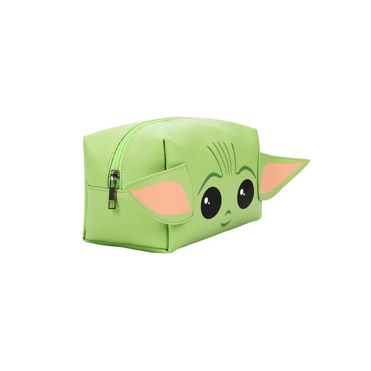 Star Wars The Mandalorian - Grogu With Applique Ears On Green Pu Cosmetic Bag