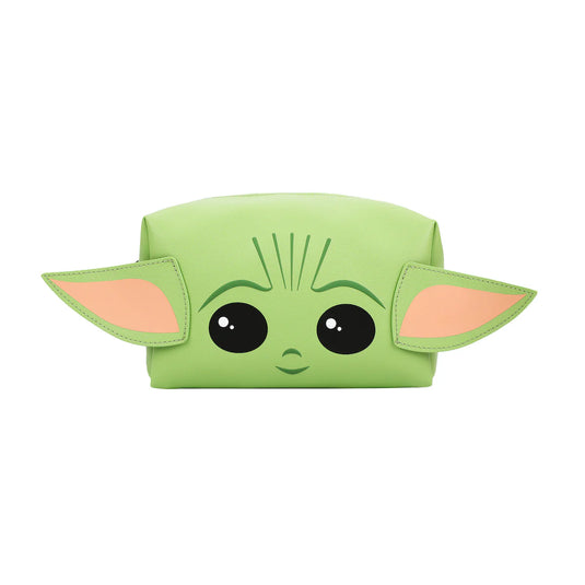 Star Wars The Mandalorian - Grogu With Applique Ears On Green Pu Cosmetic Bag