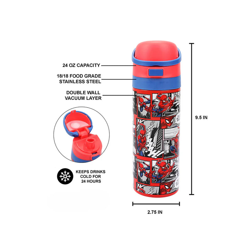 Cargue la imagen en el visor de la galería, Bioworld Marvel Spider-Man - Comic Panels 24 Oz Stainless Steel Water Bottle
