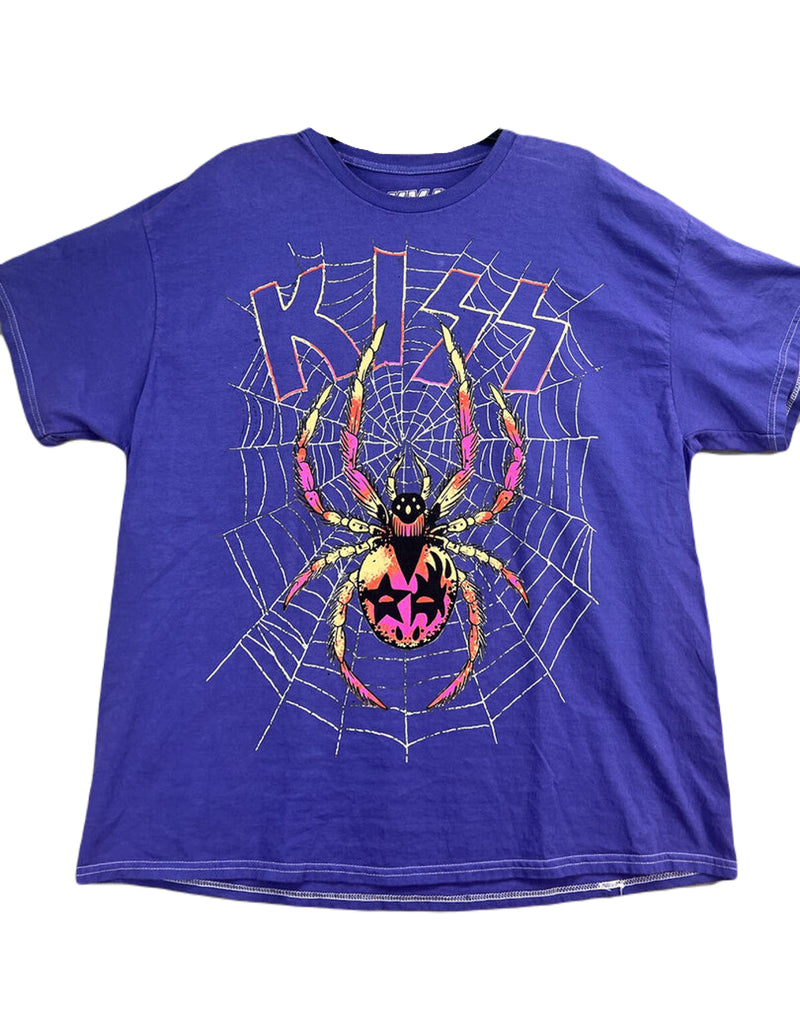 Cargue la imagen en el visor de la galería, Kiss Spiderweb Oversized Graphic Tee One Size Purple T-Shirt
