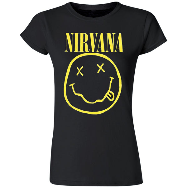 Nirvana 'Yellow Happy Face' Ladies T-Shirt