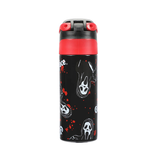 Bioworld Ghostface Mask & Blood Splatter All-Over Print Black 24 Oz Stainless Steel Water Bottle