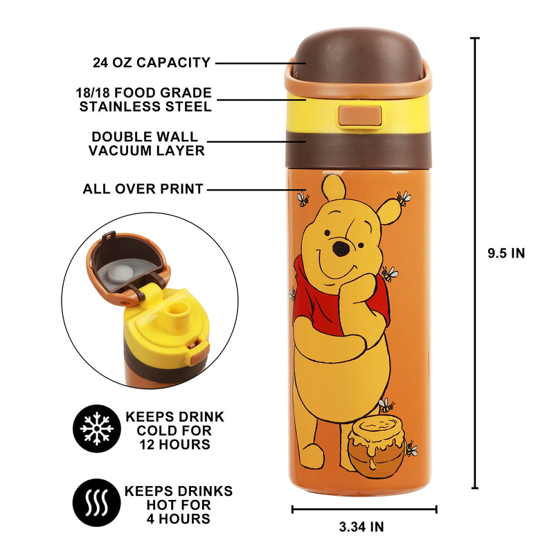 Chargez l&#39;image dans la visionneuse de la galerie, Bioworld Winnie The Pooh You Had Me At Hunny Gold  24 Oz Stainless Steel Water Bottle
