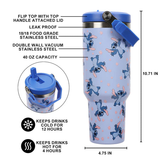 Disney Lilo & Stitch - Sky Blue 40 oz. Stainless Steel Tumbler with Handle