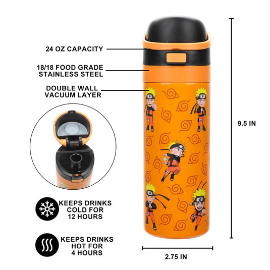 Bioworld Naruto Shippuden - Khargo 24 Oz Stainless Steel Water Bottle