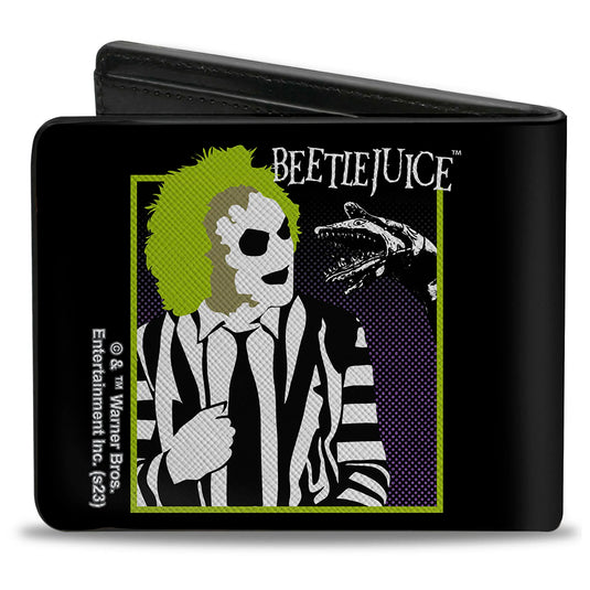 Warner Bros Beetlejuice & Sand Worm Pose Bi-fold Men's Wallet