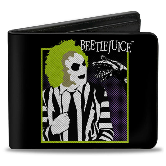 Warner Bros Beetlejuice & Sand Worm Pose Bi-fold Men's Wallet