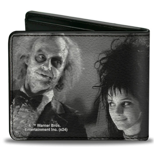 Beetlejuice - Beetlejuice and Lydia Wedding Scene Blocks Black/White Bi-fold Men's Wallet