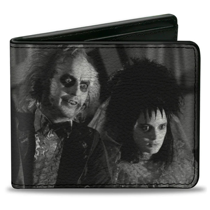 Beetlejuice - Beetlejuice and Lydia Wedding Scene Blocks Black/White Bi-fold Men's Wallet