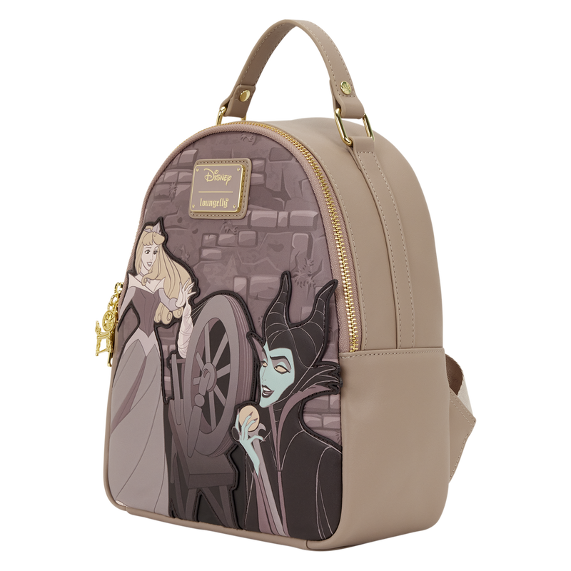 Cargue la imagen en el visor de la galería, Loungefly Disney Sleeping Beauty &amp; Maleficent - Aurora Spinning Wheel Maleficent Mini Backpack
