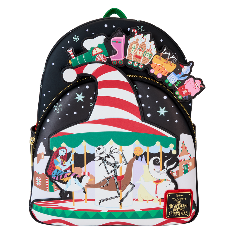 Chargez l&#39;image dans la visionneuse de la galerie, Loungefly Disney: The Nightmare Before Christmas - Candy Cane Carousel Glow Mini Backpack
