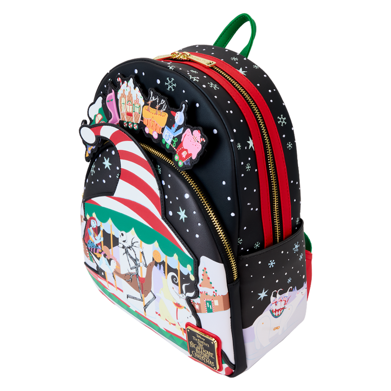 Chargez l&#39;image dans la visionneuse de la galerie, Loungefly Disney: The Nightmare Before Christmas - Candy Cane Carousel Glow Mini Backpack
