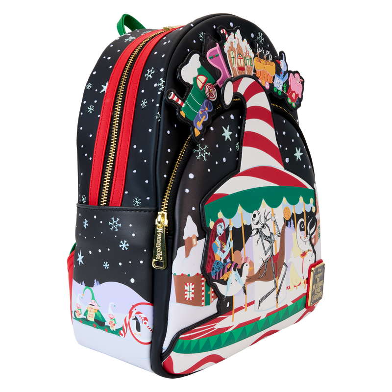 Chargez l&#39;image dans la visionneuse de la galerie, Loungefly Disney: The Nightmare Before Christmas - Candy Cane Carousel Glow Mini Backpack
