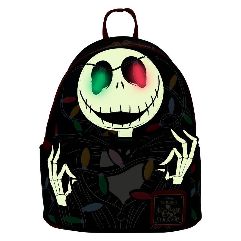 Chargez l&#39;image dans la visionneuse de la galerie, Loungefly Disney: The Nightmare Before Christmas - Jack Skellington String Lights Light Up Glow Mini Backpack
