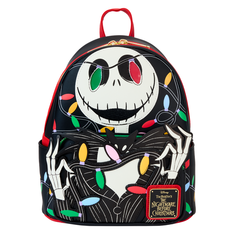 Chargez l&#39;image dans la visionneuse de la galerie, Loungefly Disney: The Nightmare Before Christmas - Jack Skellington String Lights Light Up Glow Mini Backpack
