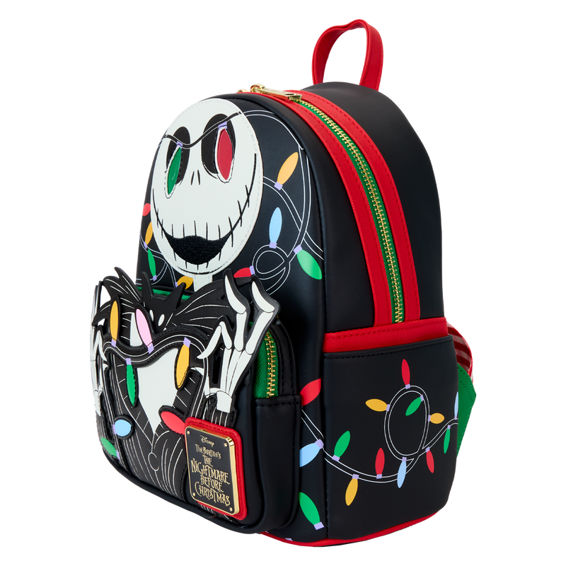 Chargez l&#39;image dans la visionneuse de la galerie, Loungefly Disney: The Nightmare Before Christmas - Jack Skellington String Lights Light Up Glow Mini Backpack
