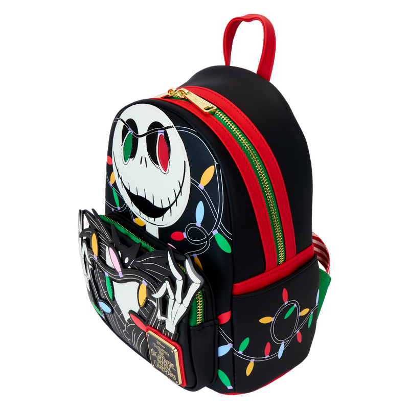 Chargez l&#39;image dans la visionneuse de la galerie, Loungefly Disney: The Nightmare Before Christmas - Jack Skellington String Lights Light Up Glow Mini Backpack
