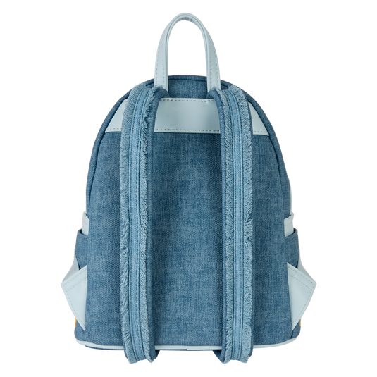 Loungefly Disney Dogs & Cats - Floral Faux Denim Fringe Mini Backpack