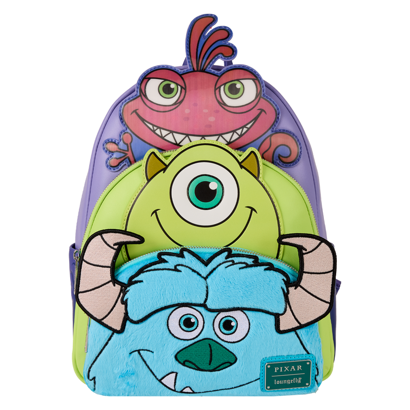 Load image into Gallery viewer, Disney Pixar Monsters Inc. - Mike Sulley &amp; Randall Triple Pocket Mini Backpack
