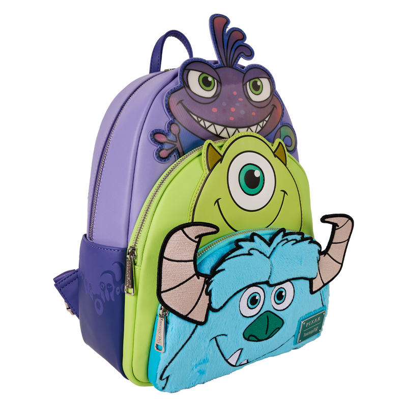 Load image into Gallery viewer, Disney Pixar Monsters Inc. - Mike Sulley &amp; Randall Triple Pocket Mini Backpack
