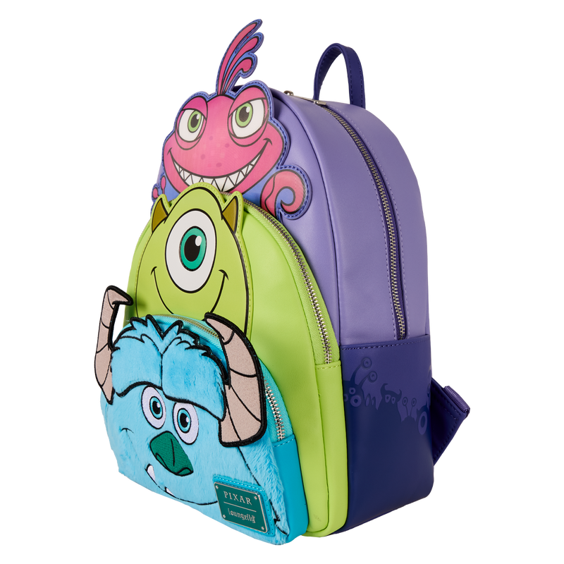 Load image into Gallery viewer, Disney Pixar Monsters Inc. - Mike Sulley &amp; Randall Triple Pocket Mini Backpack
