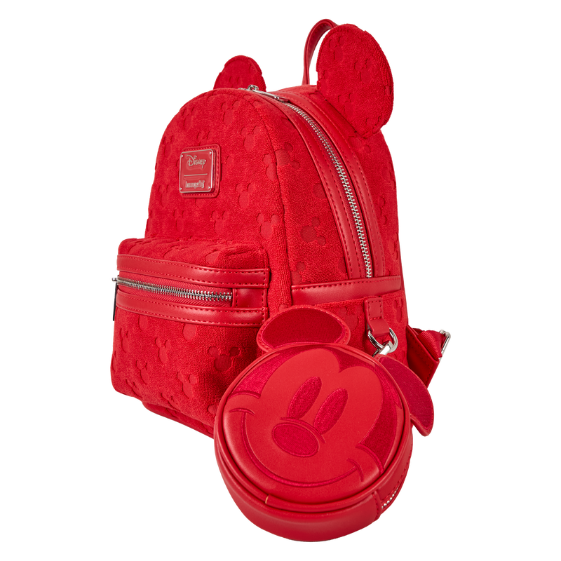 Chargez l&#39;image dans la visionneuse de la galerie, Loungefly Disney Mickey Mouse - All-Over Print Plush Burnout Mini Backpack
