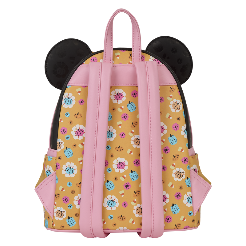 Cargue la imagen en el visor de la galería, Loungefly Disney: Minnie Mouse Cosplay Floral Pumpkin Mini Backpack
