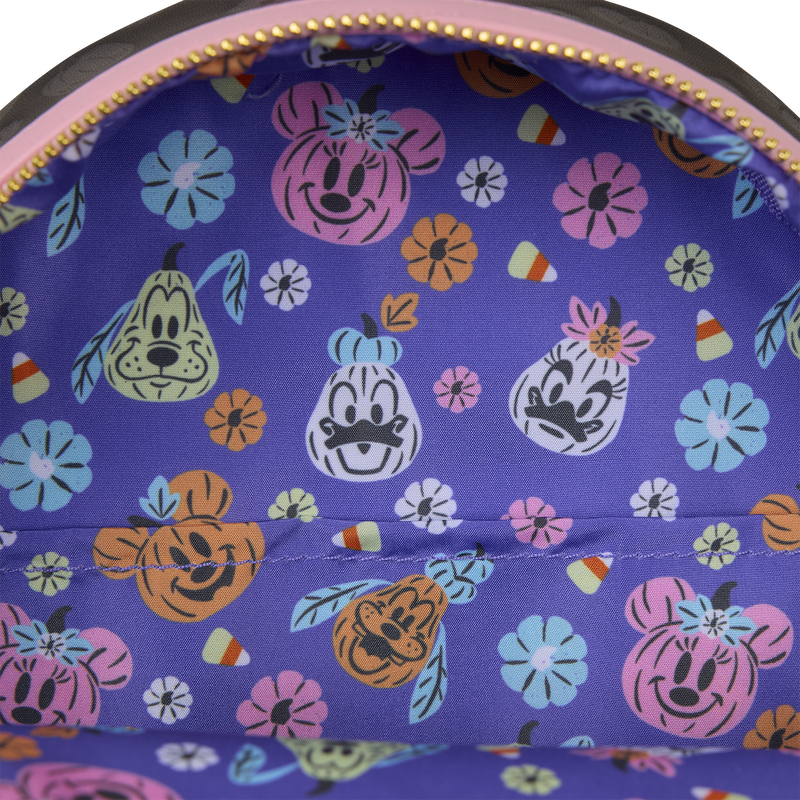 Cargue la imagen en el visor de la galería, Loungefly Disney: Minnie Mouse Cosplay Floral Pumpkin Mini Backpack
