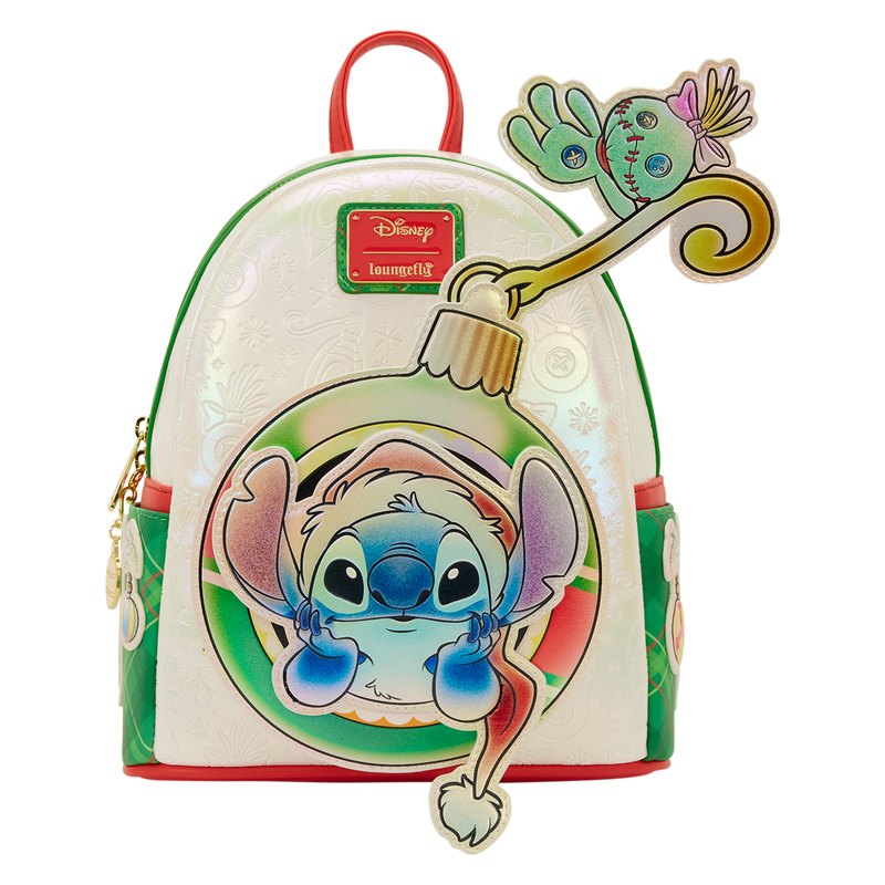 Chargez l'image dans la visionneuse de la galerie, Loungefly Disney Lilo &amp; Stitch - Stitch &amp; Scrump Iridescent Holiday Ornament Mini Backpack
