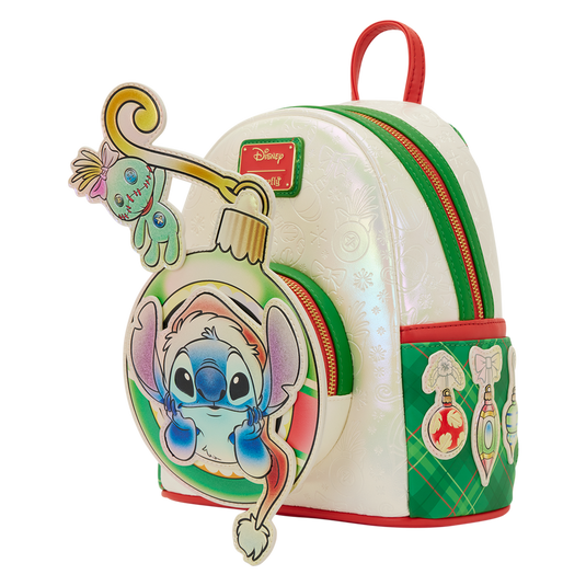 Loungefly Disney Lilo & Stitch - Stitch & Scrump Iridescent Holiday Ornament Mini Backpack
