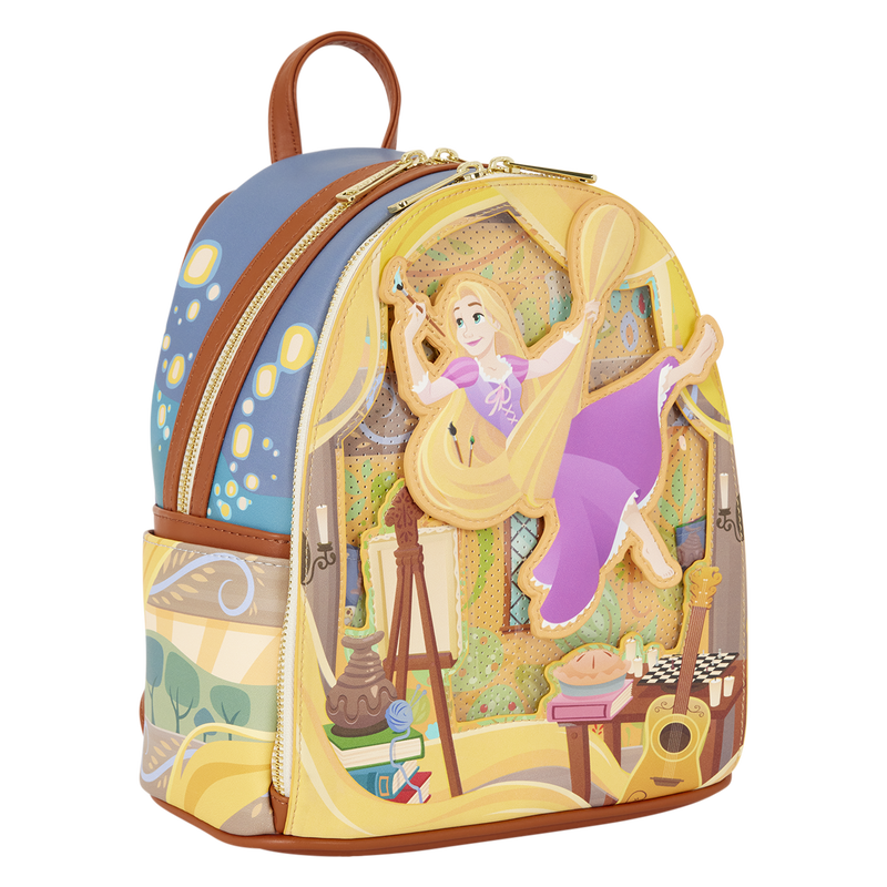 Load image into Gallery viewer, Disney: Tangled - Rapunzel Painting Glow Pin Trader Mini Backpack
