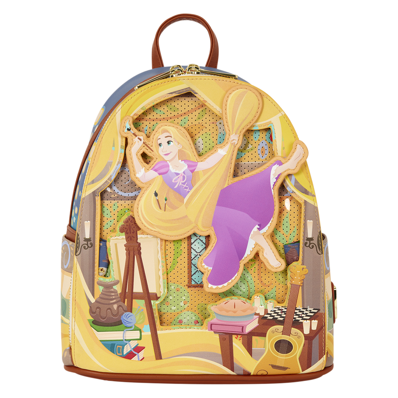 Load image into Gallery viewer, Disney: Tangled - Rapunzel Painting Glow Pin Trader Mini Backpack
