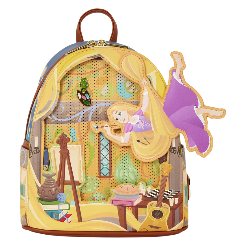 Load image into Gallery viewer, Disney: Tangled - Rapunzel Painting Glow Pin Trader Mini Backpack
