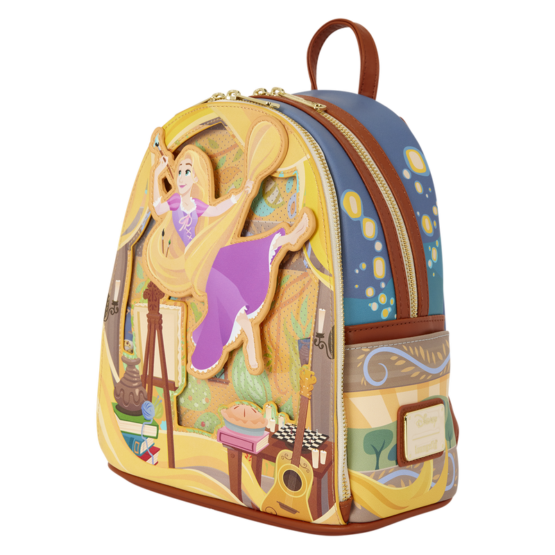 Load image into Gallery viewer, Disney: Tangled - Rapunzel Painting Glow Pin Trader Mini Backpack
