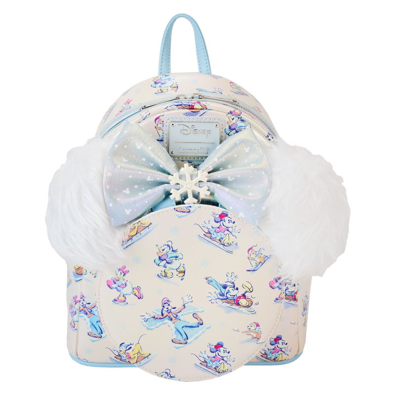 Load image into Gallery viewer, Loungefly Disney: Mickey Mouse &amp; Friends - Winter Wonderland Mini Backpack With Ear Headband
