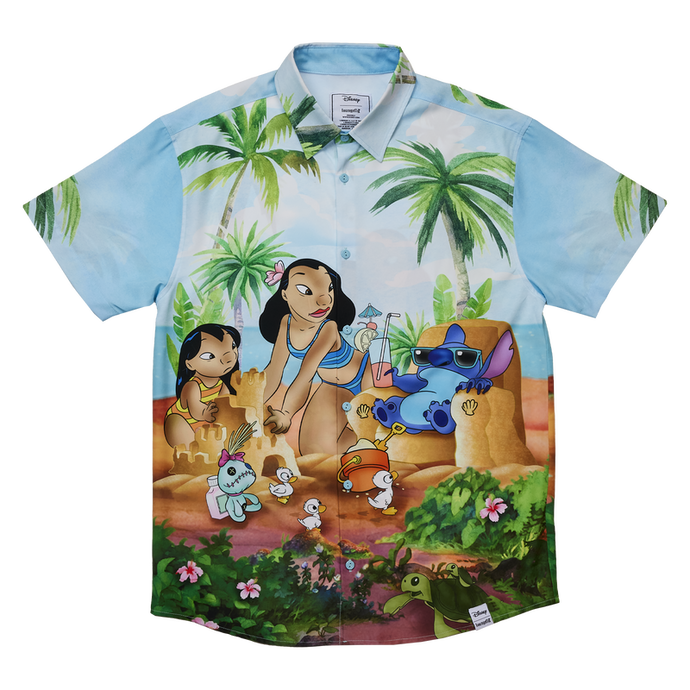 Lilo & Stitch Beach Scene Unisex Button Up Camp Shirt