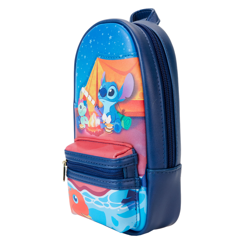 Load image into Gallery viewer, Loungefly Disney: Lilo &amp; Stitch - Stitch Camping Cuties Stationery Mini Backpack Pencil Case
