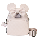 Loungefly Disney - Minnie Mouse Checkered Texture Convertible Mini Backpack & Crossbody Bag