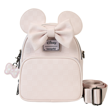 Loungefly Disney - Minnie Mouse Checkered Texture Convertible Mini Backpack & Crossbody Bag