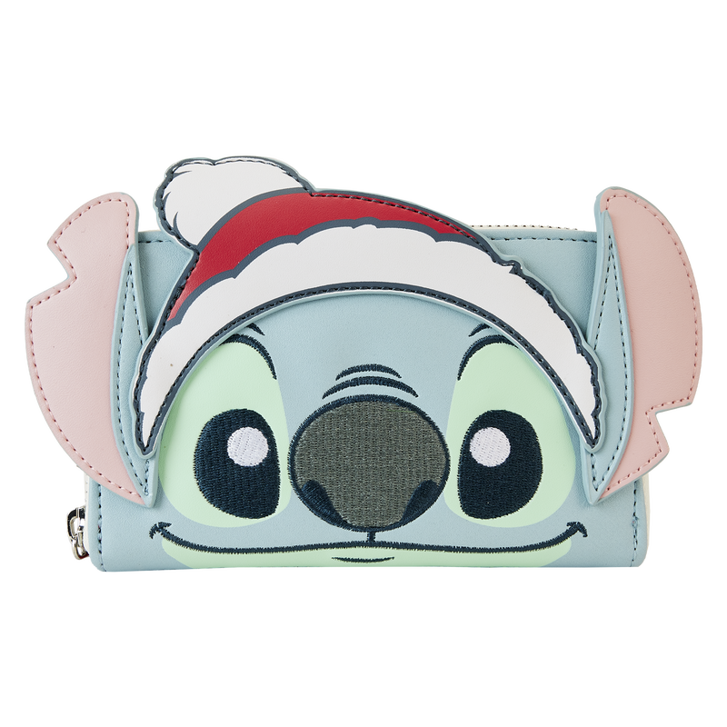 Load image into Gallery viewer, Loungefly Disney: Lilo &amp; Stitch - Stitch Holiday Snow Angel Glitter Zip Around Wallet
