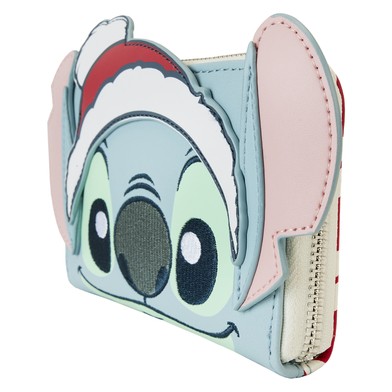 Load image into Gallery viewer, Loungefly Disney: Lilo &amp; Stitch - Stitch Holiday Snow Angel Glitter Zip Around Wallet
