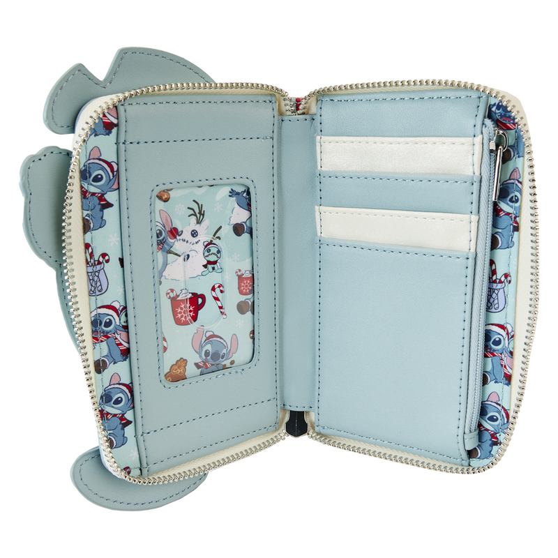 Load image into Gallery viewer, Loungefly Disney: Lilo &amp; Stitch - Stitch Holiday Snow Angel Glitter Zip Around Wallet
